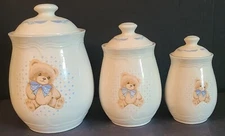 1992 Tienshan Theodore Bear 3 Piece Cannister Set/New..Unused Orig. Box...Mint!