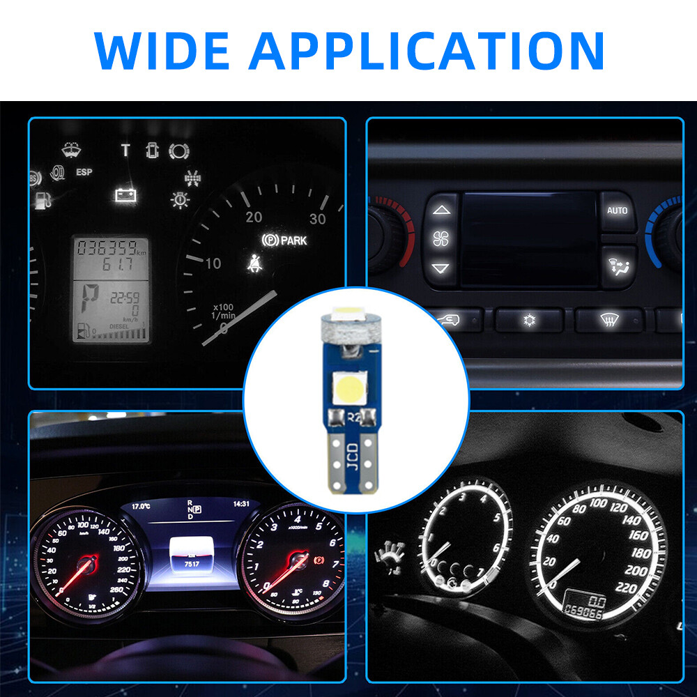 20x Instrument Panel Dash Gauge Light Bulbs T5 74 17 37 3SMD LED w/ Socket White