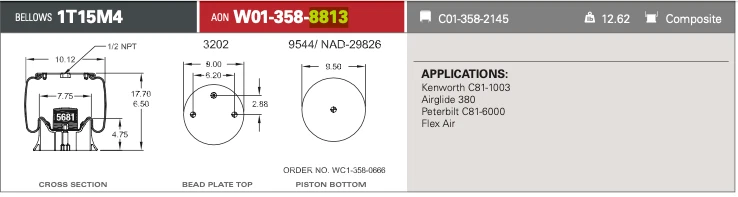 OEM Firestone Airsprings for Peterbilt Kenworth Trucks W01-358-8813 AG380 Flex - Image 2 of 4