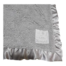 Parents Choice Little Dreams Gray Plush Baby Blanket Satin Trim SO SOFT & CLEAN