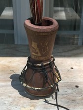 Dejembe Carved Drum no top with inserted small dejembe drum ethnic tribal