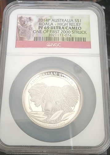 Australia Koala Silver 1 oz NGC Certified- 2014P PF69 High Relief Ultra Cameo