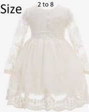 Bow Dream Girls sz 2 to 8 Cream Lace Special Occasion Dress Wedding Flower Girl