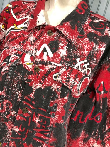 St. Louis Cardinals MLB 90ER Vintage Pro Player seltene Graffiti Denim XL Jeansjacke - Bild 3 von 11