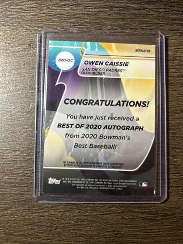 🔥 Owen Caissie 2020 Bowman's Best REFRACTOR Baseball - Autograph Card CUBS - Picture 4 of 6