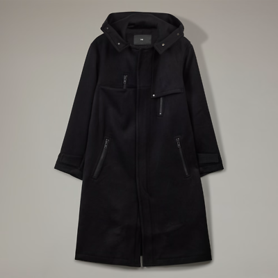 Adidas Men's Black Y-3 Wool Coat IL2163 FREE SHIPPING | eBay