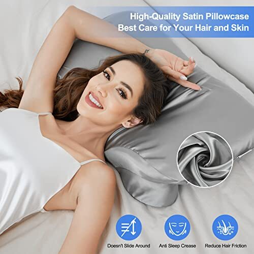 Satin Pillowcase for Cervical Pillow, Ergonomic Pillow Case, Smooth & Gray - Bild 3 von 6
