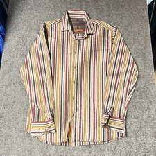 Luchiano Visconti Shirt Men's Large Button Up Long Sleeve Multicolor Striped EUC