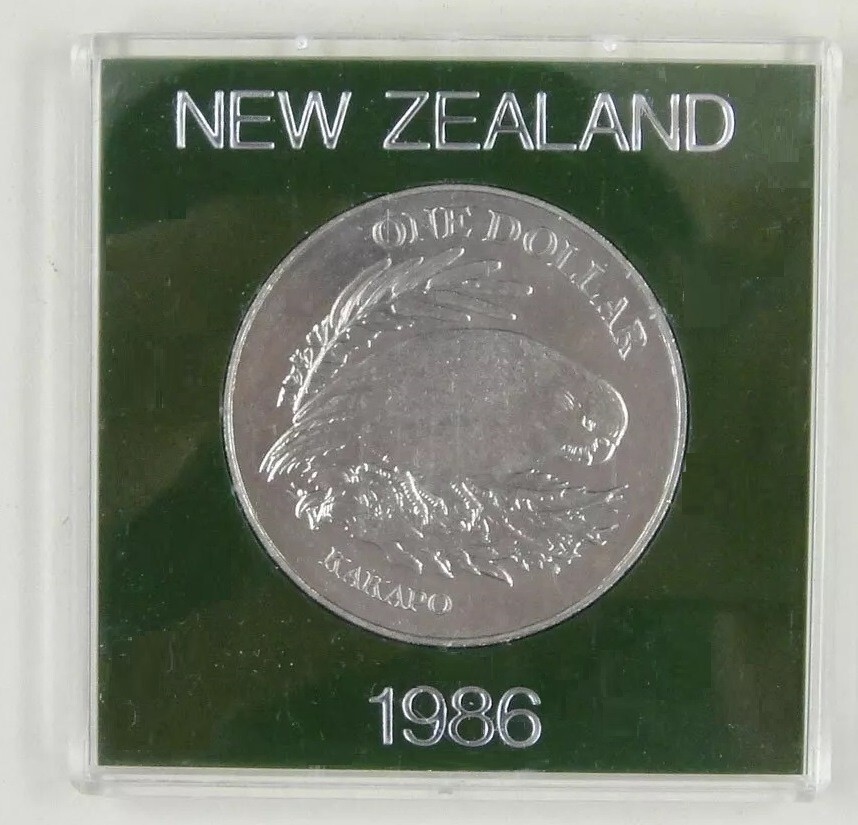 1986 NEW ZEALAND - $1 DOLLAR - KAKAPO BIRD - BU Cu-Ni CROWN