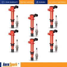 6 Red Ignition Coil & 6 Spark Plug for Dodge Ram 1500 2002-2008 3.7L V6 UF270