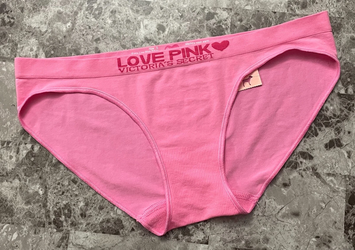 NWT VICTORIA'S SECRET PINK SMALL HEART LOGO SEAMLESS VINTAGE RARE BIKINI  PANTIES