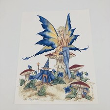 2001 Amy Brown The Magician Blue Fairy Print 8.5 x 11 w/ Stockings Wizard OOP