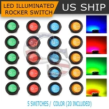 20PCS Led Dot Light 12V Car Auto Boat Round Rocker ON/OFF Toggle SPST Switch New