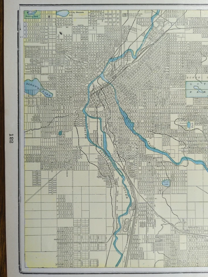 Mapa DENVER COLORADO de colección 1899 14"x11" antiguo original PROSPECT WHITTIER Foto 2 de 4