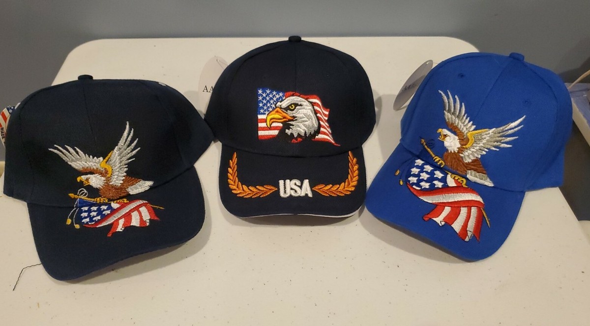 USA American Flag Eagle Embroidered Patriotic Baseball Hat Ball