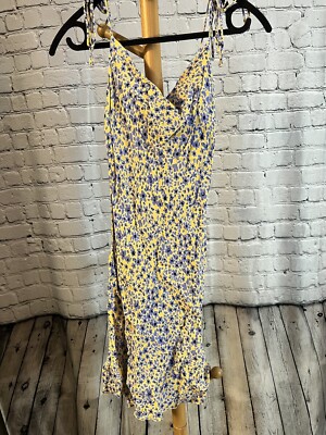 yellow floral bodycon dress Fashion Nova Floral Yellow Blue Bodycon Dress Size XS
