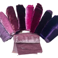 Purple Mulberry Silk Velvet Scrap/Remnant/Ribbon 6x44", 8x44", 10x44" for Craft