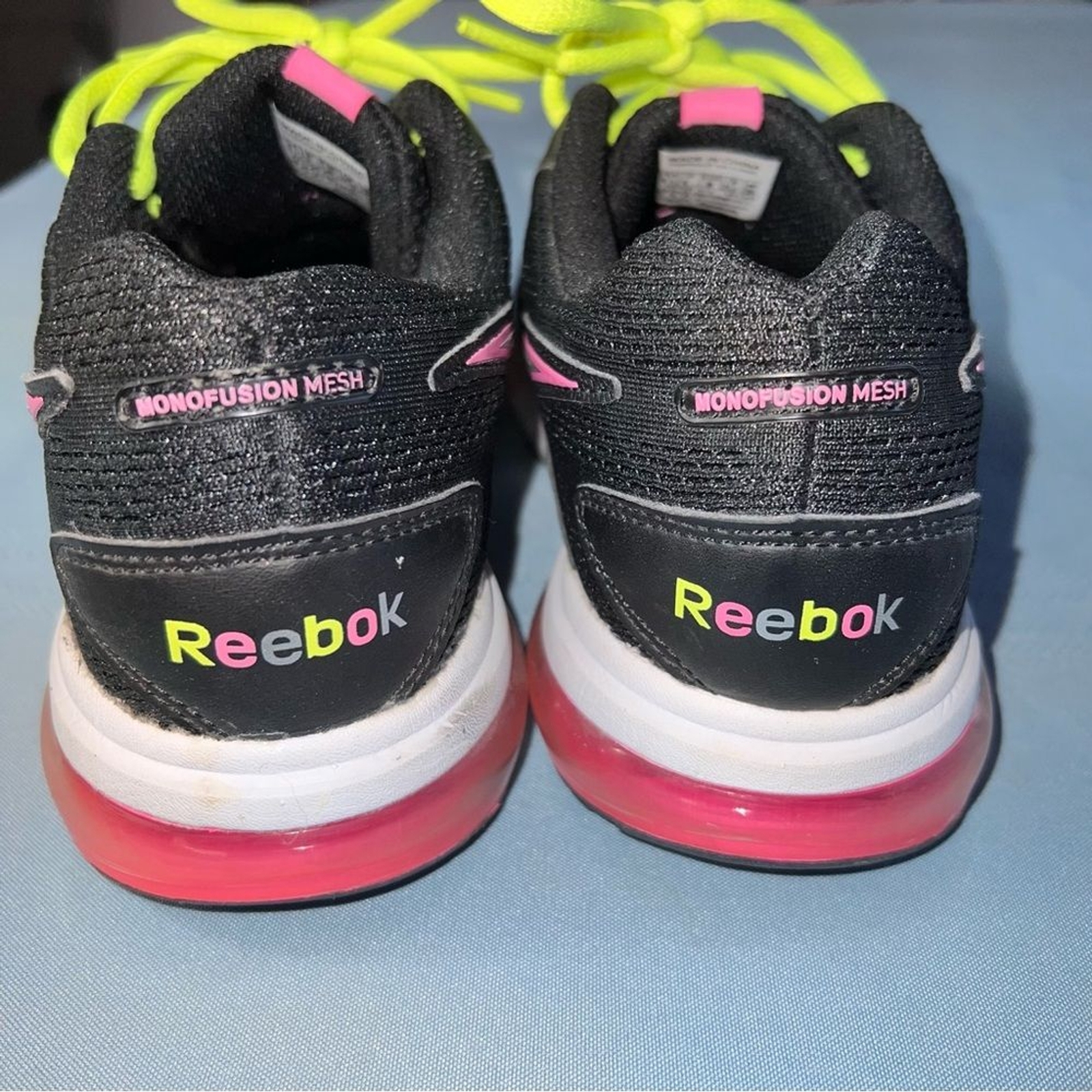 Reebok Running Mono Fusion Mesh Sneakers Tennis Shoes 8.5 Black Neon thumbnail 9