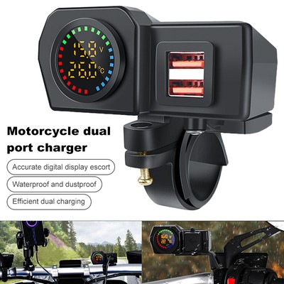 Dual USB Port Charger Socket Adapter Waterproof Power Outlet For Car Motorcycle