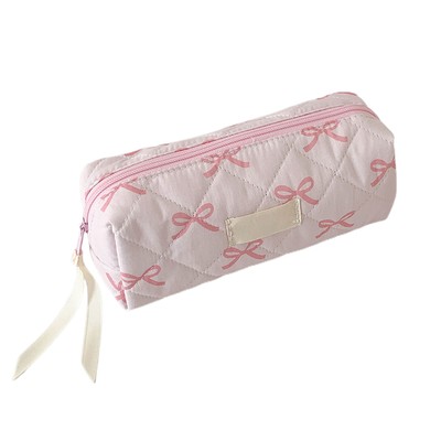 1pc Bow Printings Pencil Pouch Girls Makeup Brush Bag Pencil Bag Pen Case Pouch