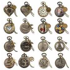 Vintage Style Pocket Watch Steampunk Retro Quartz Necklace Chain Accessory Gifts
