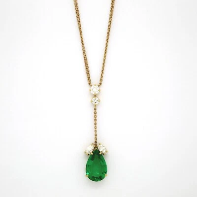 Collar Creadiva Gargantilla de Oro Rosa 18k con Diamante Y Esmeralda a Goccia - Imagen 1 de 4