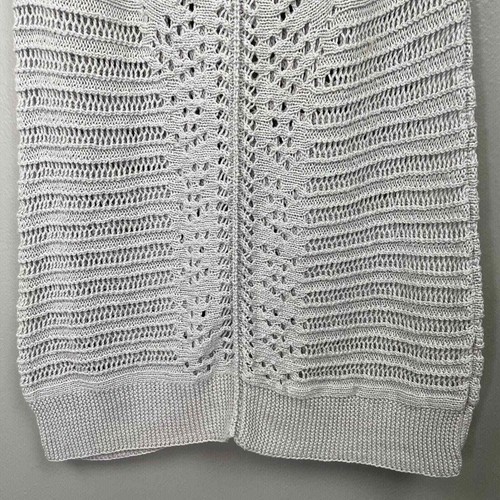Soft Surroundings Crochet Sweater Plus Size 1X Gray Short Sleeve Open Knit Long - Picture 8 of 14