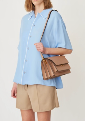 ★MARNI★ Medium Saffiano Trunk Shoulder Bag Beige SBMPN09NO MARNI trunk bag medium in beige/brown saffiano leather Brand