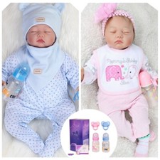 22" Lifelike Reborn Dolls Baby Twins Newborn Girl Boy Alivel Realistic Toddlers