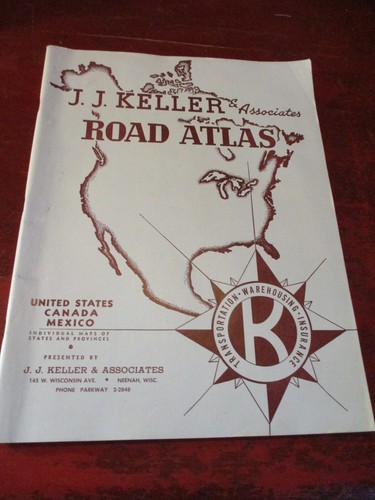 1958 J.J. Keller Road Atlas United States Canada Mexico Individual Maps NICE
