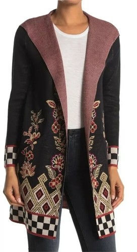 Geometric Floral Drape Collar Cardigan 