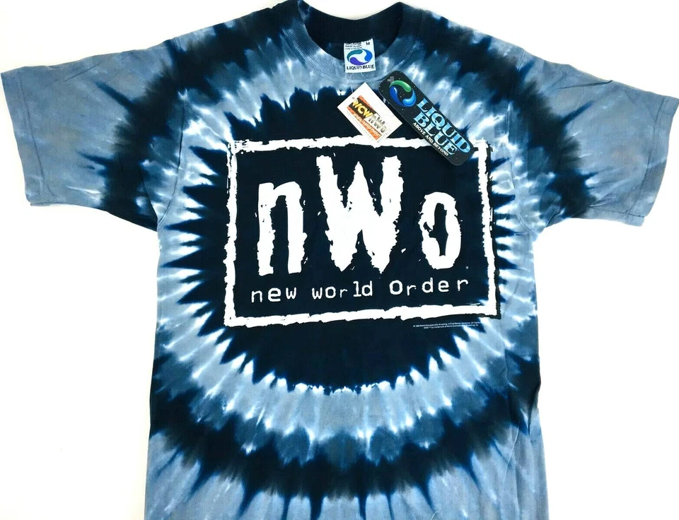 Vintage New World Order shirt NWO Wrestling shirt Liquid Blue Tye Dye 1998 NWT M - Image 2 of 4