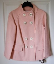 New Original Milly Of New York Pink Cropped Wool Trench Coat Peacoat