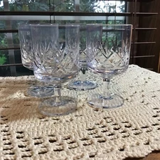 4 RARE Wedgewood England crystal 5 oz WWC1 Ashbourne claret wine glasses