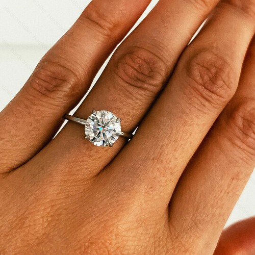 14K Weißgold Beschichtet 2,05 tcw Rundschliff Moissanit Verlobungsring - Bild 5 von 5
