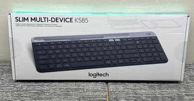 Logitech K585 Multi-Device Slim Wireless Keyboard, Cradle Graphite 595990