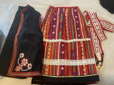 Slavic Traditional Ethnic Folk Outfit Set Embroidered Woven One Size