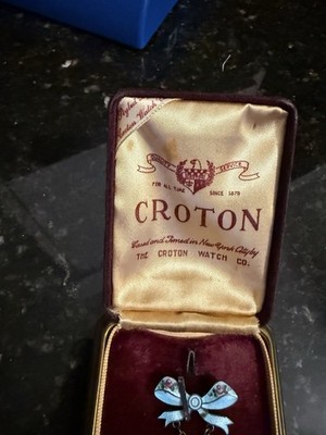 Rare Croton New York Pin Watch Sterling Silver Enamel In Box | eBay