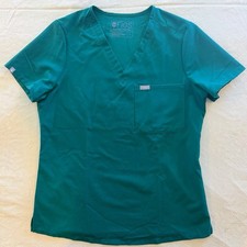 FIGS Catarina Women s S Scrub Top Caribbean Blue Technical Collection One Pocket
