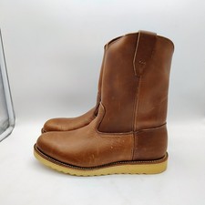 Vulcan Western Work Boots Mens 8 EE Brown Leather Wedge Sole USA Made