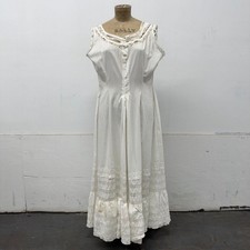 Antique Edwardian White Cotton Lawn Lace Tea Dress Slip L
