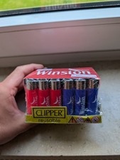 Winston Clipper Feuerzeuge - 24 St&uuml;ck, 12x Rot, 12x Blau