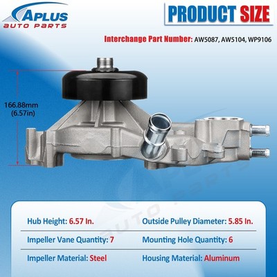 Water Pump w/ Gasket for Chevy Silverado GMC Sierra Cadillac 4.8L 5.3L 6.0L