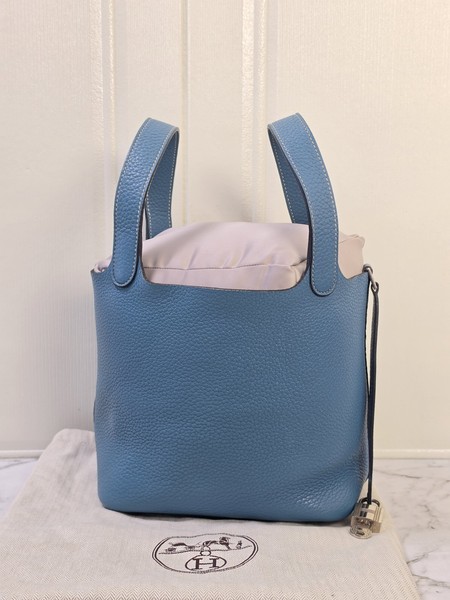 Authentic Hermès Picotin 18 Blue Clemence Leather Tote Bag Stamp O Year 2011