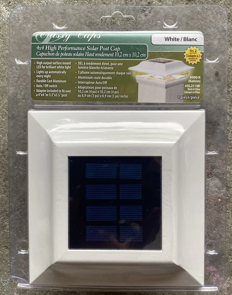 Classy Caps Solar Post Cap 4”x4” SL211W Aluminum White Finish NIB - Image 3 of 4