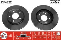 2X Bremsscheibe Vorne TRW DF4322 FÜR Mercedes