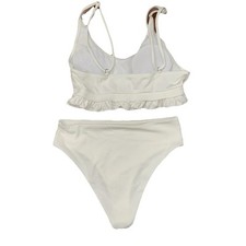 White Ruffle Bikini Top And Bottom Small