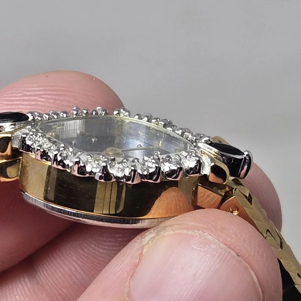 Jules Jurgensen Watch Swiss Diamond Sapphire Bezel Quartz 7112 Vintage - Image 3 of 4