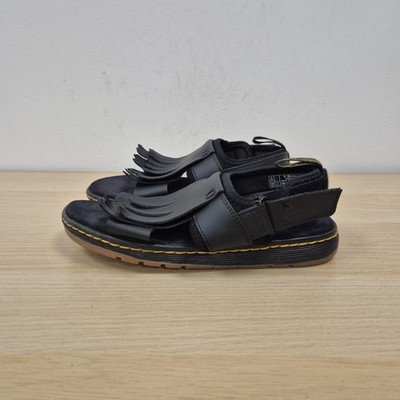 Dr. Martens Rosalind schwarze flache Leder-Sandalen mit Quasten Größe UK 5