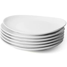 Sweese Porcelain 11 Inch Dinner Plates Set of 6 - White Dinner Plates Oven Safe